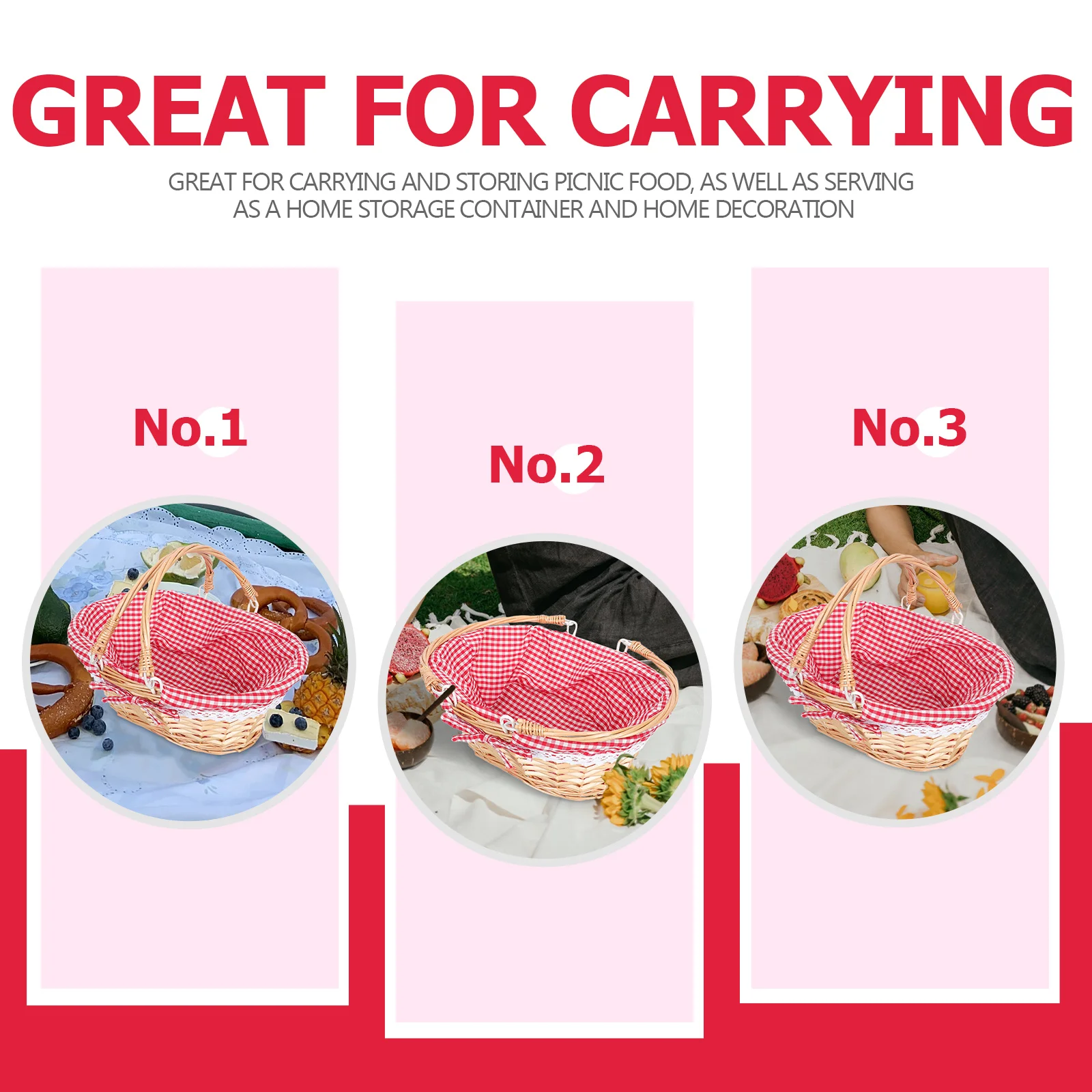 

Rattan Woven Storage Basket Natural Picnic Basket Compact Size Household Desktop Organizer Sundries Storage Sundries Organizer