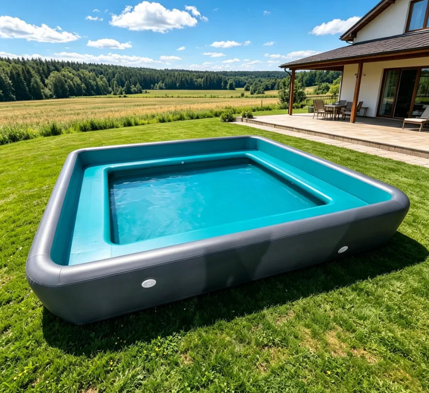 High-end Custom Home Outdoor Rectangular Drop Stitch DWF Inflatable Pool  for Villa Courtyard Permanent Backyard Swimming