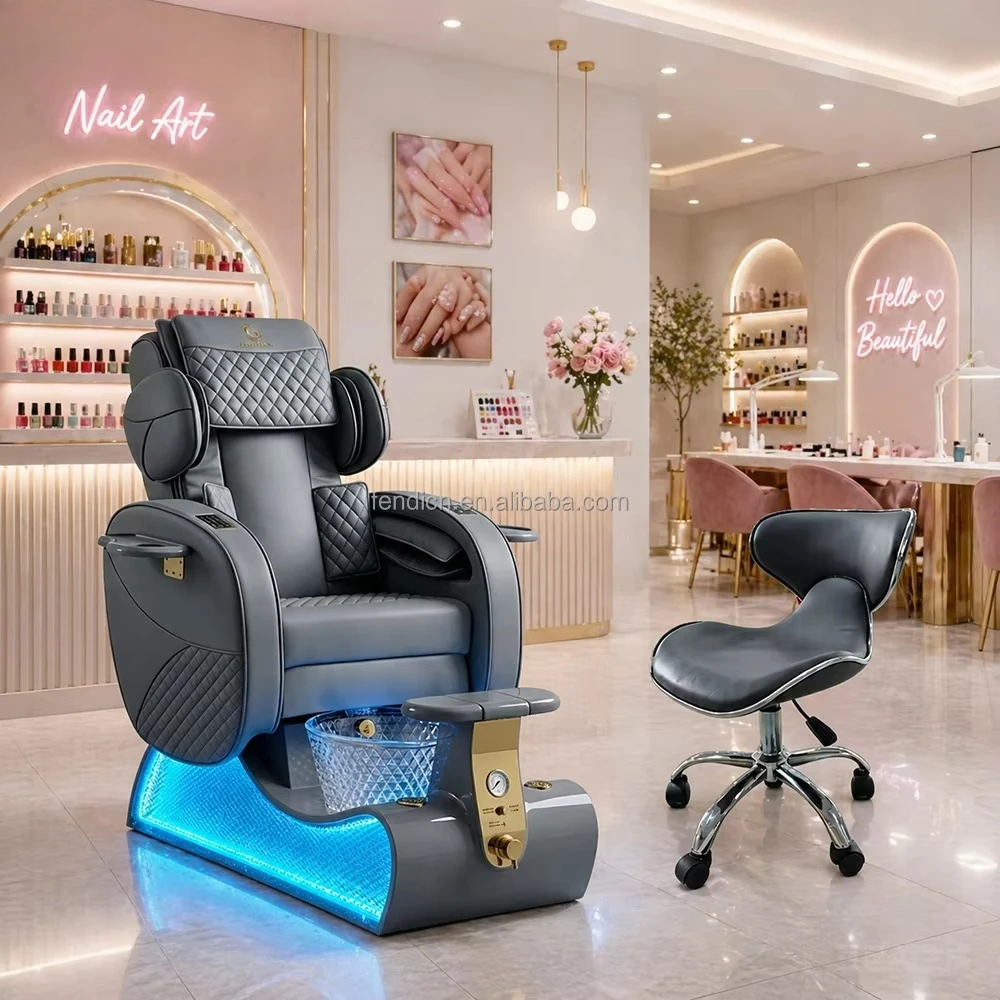 Professional Beauty Salon Furniture Electric Reclining Pedicure Massage Chair with Foot Spa Basin