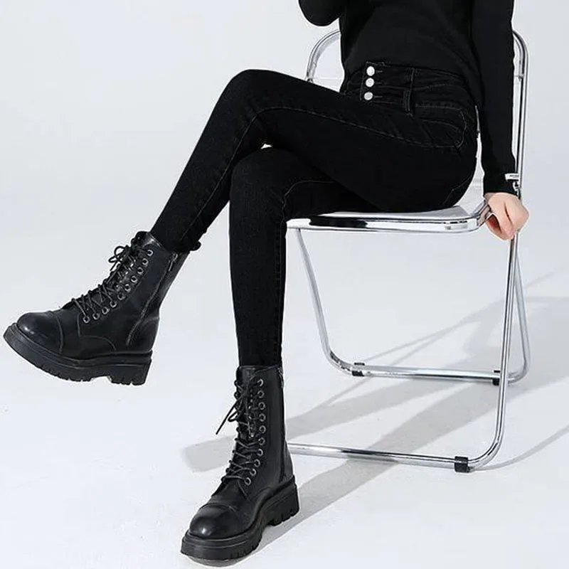 Lift Hips Skinny Pencil Jeans New Casual Denim Stretch Pants Korean Streetwear Slim Kot Pantalones Womens High Waist Vaqeros