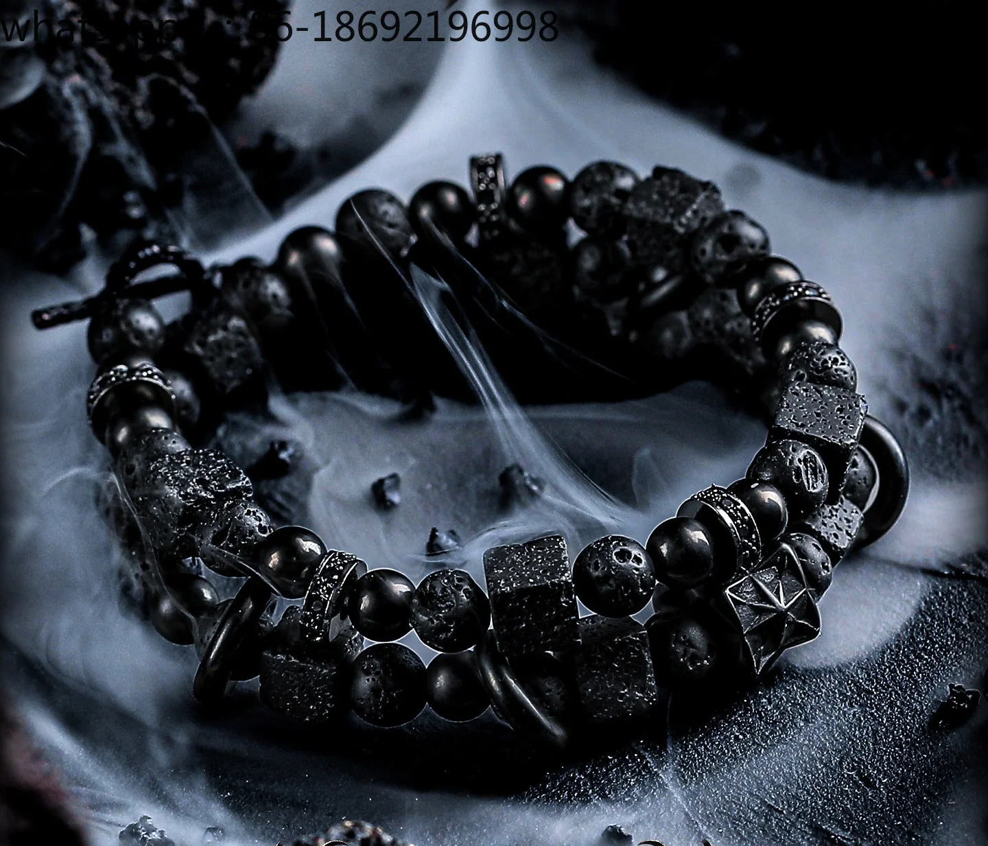 [Gloom Land] Original Design Obsidian Bracelet Boys Volcanic Stone Bead Bracelet