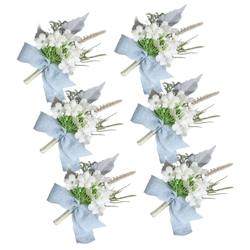 KX4B Elegant ผ้าไหมงานแต่งงาน Boutonniere ชุดผ้าไหมดอกไม้ที่ไม่ซ้ำกัน Corsages ป้ายสำหรับงานแต่งงานสไตล์ตะวันตก