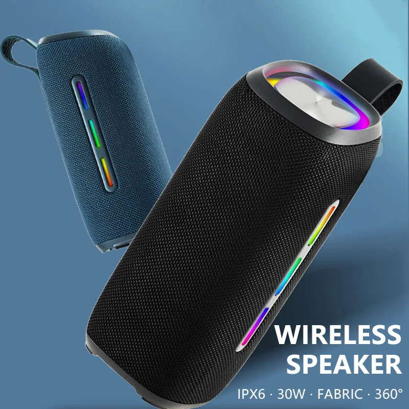 30W High-power Stereo Portable Bluetooth Speaker Outdoor Waterproof Subwoofer RGB Light Lossess Sound HIFI Bass TWS TF Playback