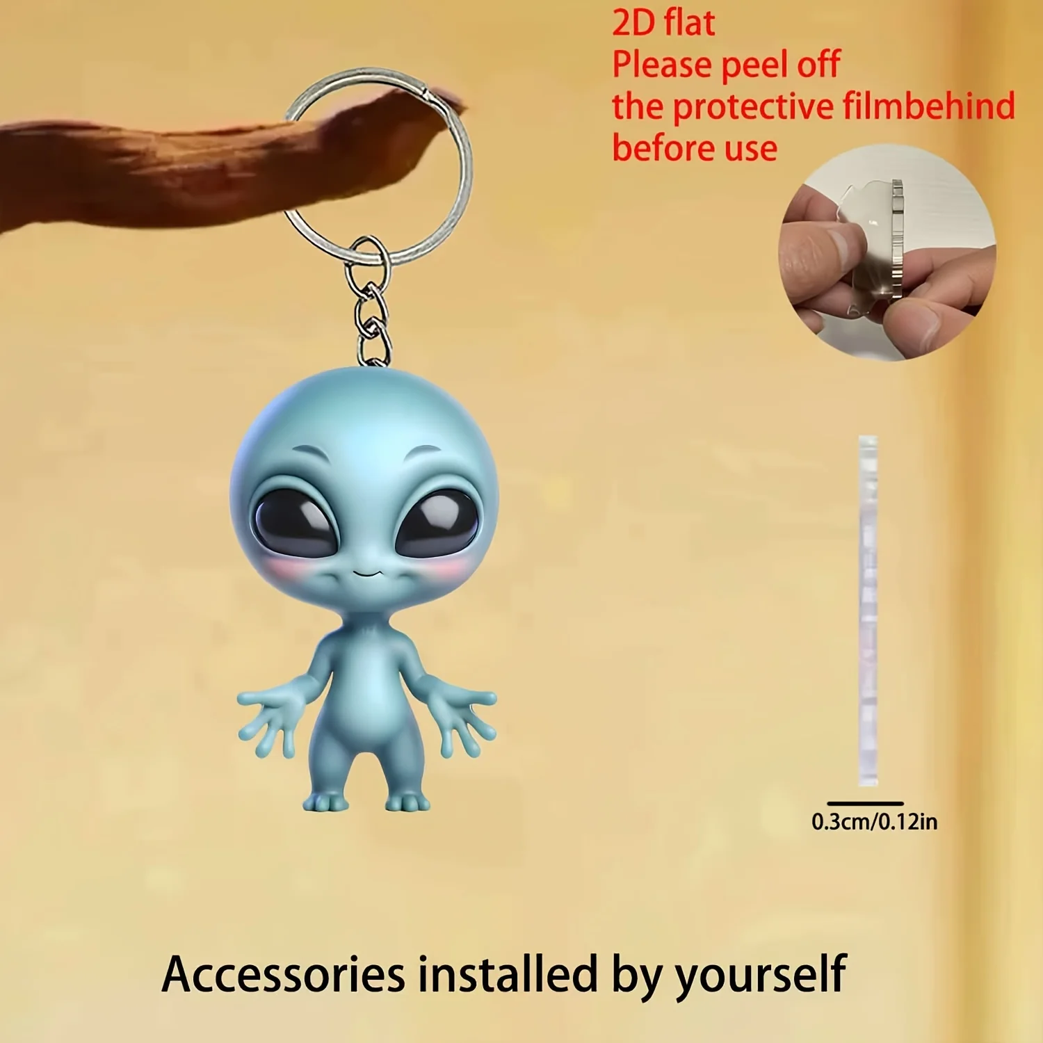 2D Alien Keychain Realistic Acrylic Fashionable and Creative Hanging Ornament Preferred Option for Birthday Party Halloween Gift
