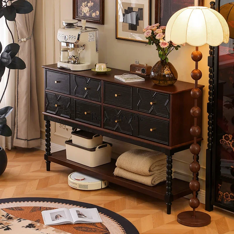 

-*French retro entrance cabinet, all solid wood living room aisle, antique chest cabinet