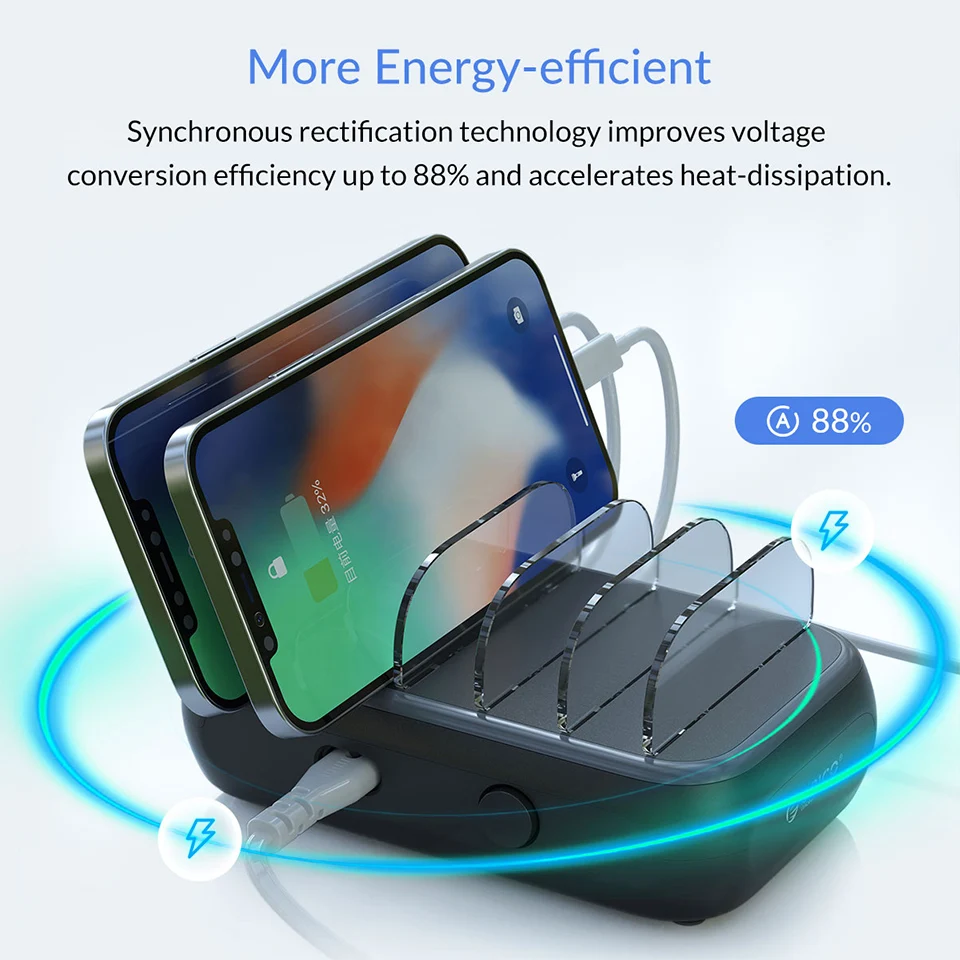 ORICO Multiple 5 Port USB Charging Dock Station Base with Phone Stand Multi USB A Plug Fast Charge Power Supply Charger Adapter