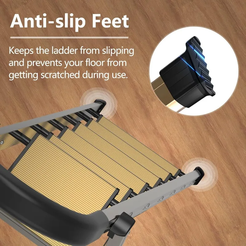 Lightweight Folding Step Stool, 6 Steps with Wide Pedals, Space Saving for Kitchen & Home