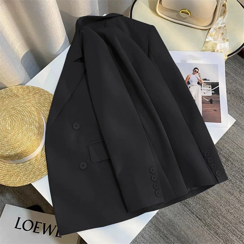 Casual Women's Blazer for Spring 2026 New Fashion Double-Breasted Purple Blazers Jacket Woman with Design Flair Suit Outwear