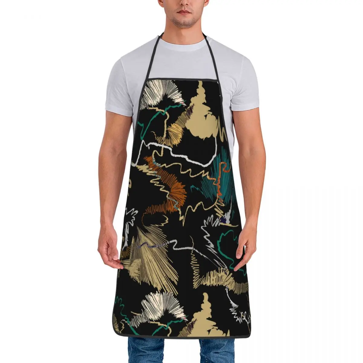 Doodle Lines Ornamental Cooking Master Bib Aprons Kitchen Chef Graffiti Art Pattern Tablier Cuisine Cooking Baking Painting