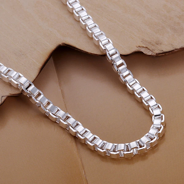 925 Sterling Silver 4mm Box Chain Bracelet For Men and Women Fashion Jewelry Generous Fashion Parties Holiday Gifts