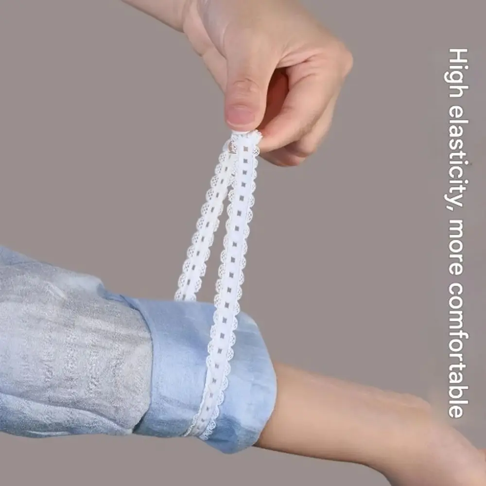 2Pcs Easy to Use Lace Sleeve Holder Elastic Non-Slip Shirt Cuff Fastener Adjustable Adjustable Cuff Band