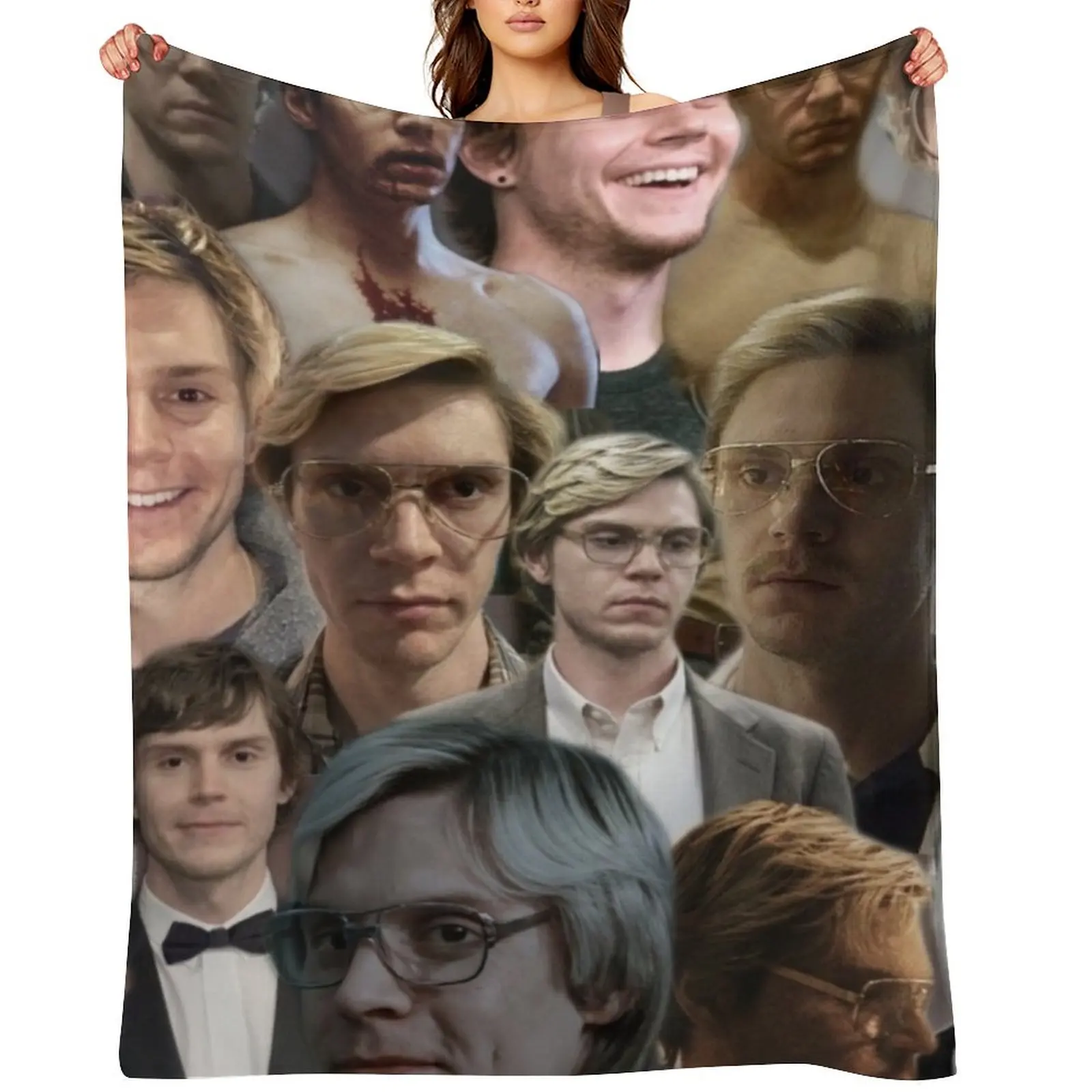 

evan peters photo collage high quality Throw Blanket Furrys Decoratives valentine gift ideas Designers Blankets
