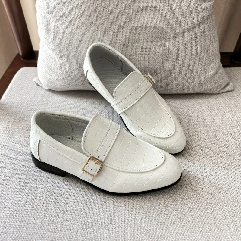 Британская детская кожаная обувь, осенняя новая модная детская обувь, повседневная обувь с острым носком и крокодиловым узором, официальная мужская обувь для мальчиков