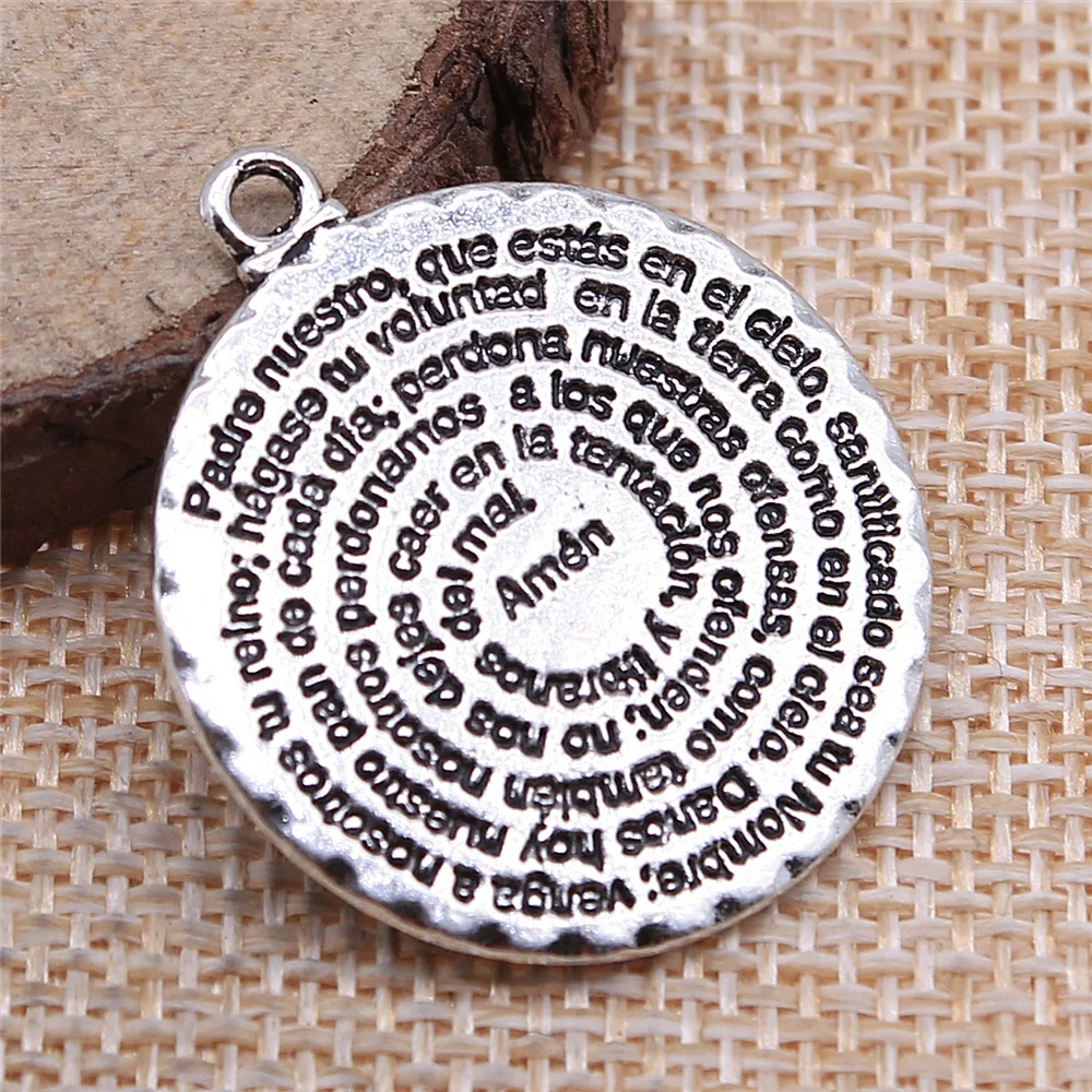 40pcs 32x28mm Pendant Bible Double Sided Round Amen Bible Pendant Charm For Jewelry Making Bible Amen Pendants image 3