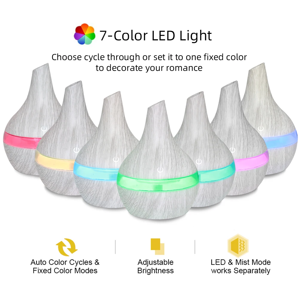 USB Ultrasonic Humidifier 300ml Essential Oil Diffuser Quiet Auto Shut-Off for Cool Mist in Home Office Yoga and Sleep