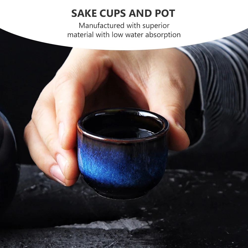 

1Set Japanese Sake Pot Set Frosted Ceramic Sake Cups and Pot for Home Bar Restaurant Tea House Use Random Color