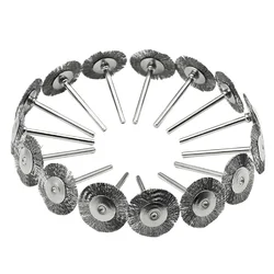 10 Pcs T-Shaped Stainless Steel Wire Brush Wheel 1/8'' Mandrel Rust Removal Polishing Wheel Compatible with Dremel Rotary Tools