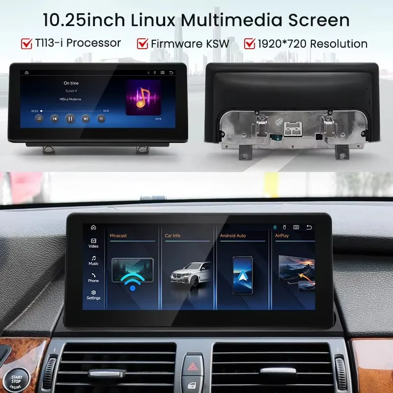 STWEI 2026 New Ultra-slim Screen Linux System T113-i Processo For BMW X5 E70 X6 E71 E72 10.25inch Wireless CarPlay Auto GPS Navi