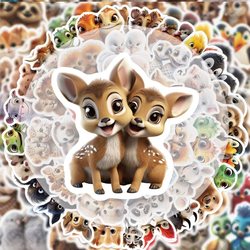 55 Animal-Themed Stickers, Vibrant Sticker Decals Suitable for Water Bottles, Laptops, Phone Decorations, Luggage, Skateboards, Guitars, Gift Boxes, Party Decorations