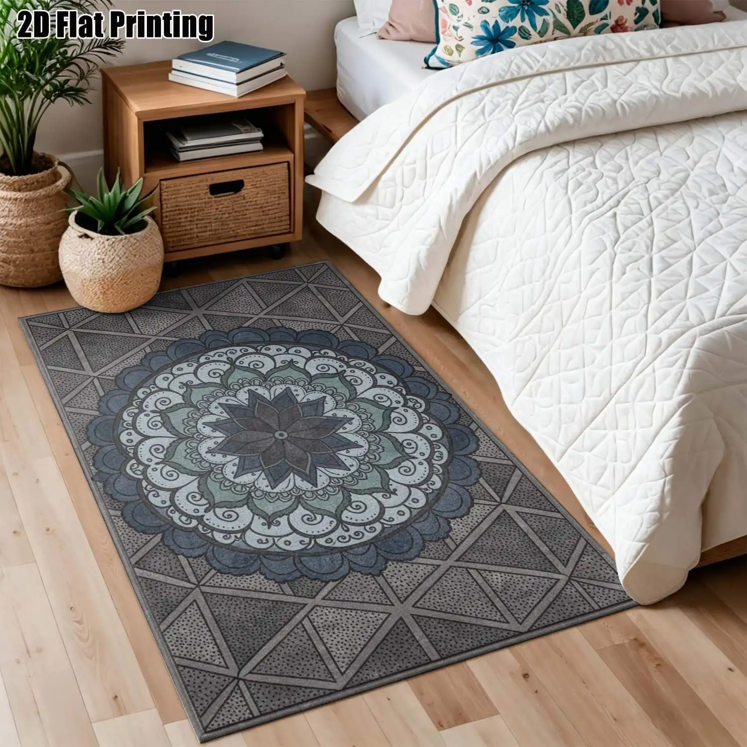 1Pc 2D Printed Carpet: Beige Brown Retro Geometric Pattern, European Retro Simple Style, Home Decor, Multi-Size, Machine Washable, Can Be Used as Entrance/Dining/Foyer/Study/Living/Bedroom Mat