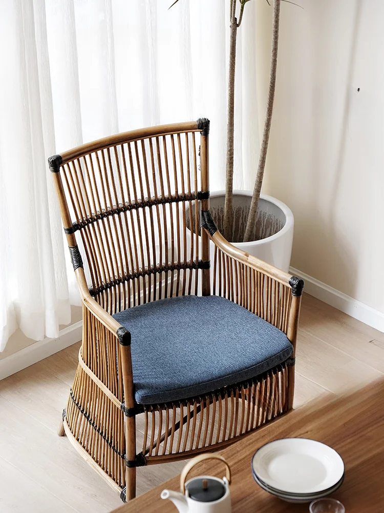 Natural rattan chair wabi-sabi retro handmade rattan leisurehome dining chair