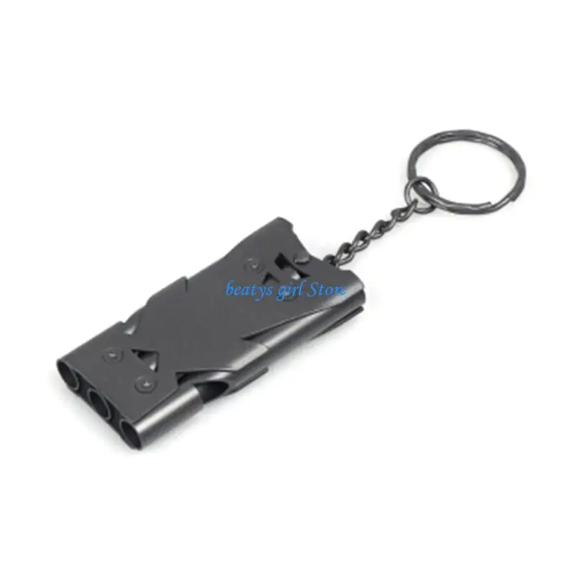 C7AB Outdoor EDC-Survival High-Decibel Triple Pipe Stainless Steel Keychain Cheerleading Emergency Multi-Tool