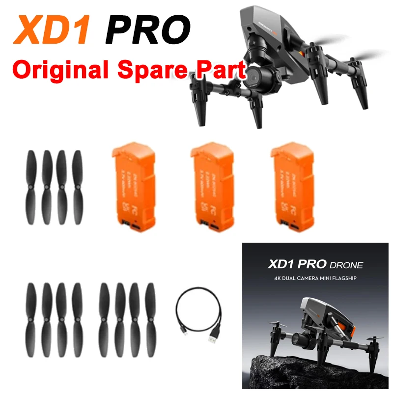 XD1 Mini Drone śmigło oryginalna część zamienna rekwizyty skrzydło klonowe liść łopatka/bateria/kabel do ładowarki USB XD1 akcesorium