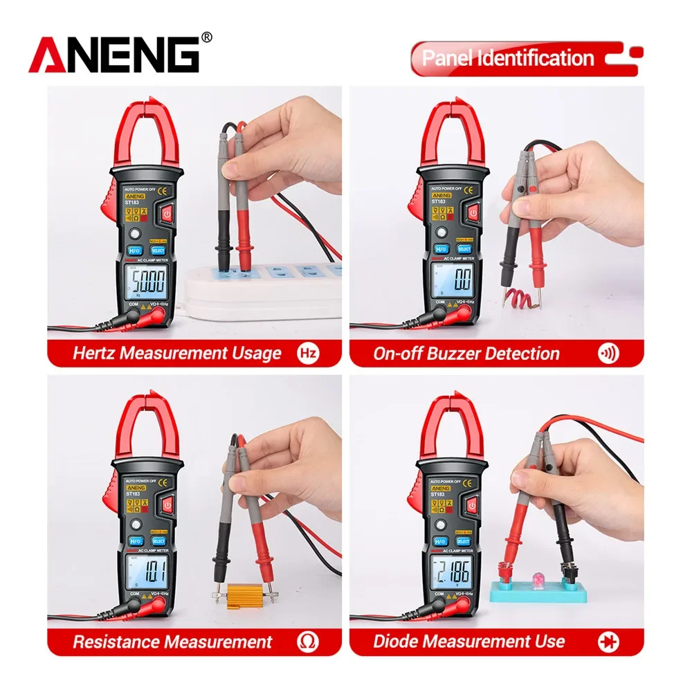 ANENG ST183 Multimeter Digital Clamp Meter AC Current 6000 Counts True RMS  DC/AC Voltage Tester Hz Capacitance NCV Ohm Tests