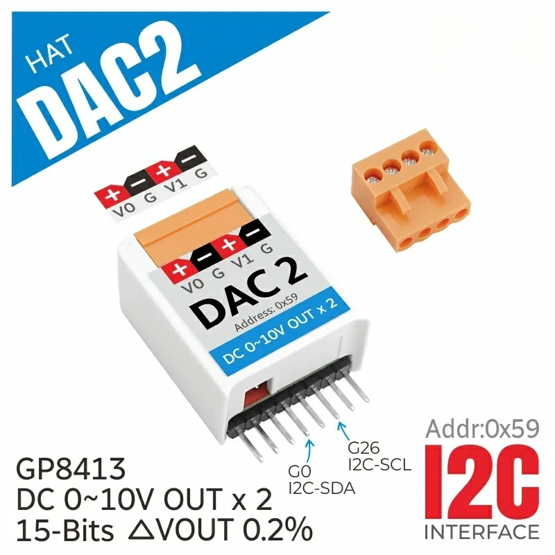Official M5Stack StickC Compatible DAC2 HAT Dual-Channel Digital-to-Analog Converter Unit GP8413
