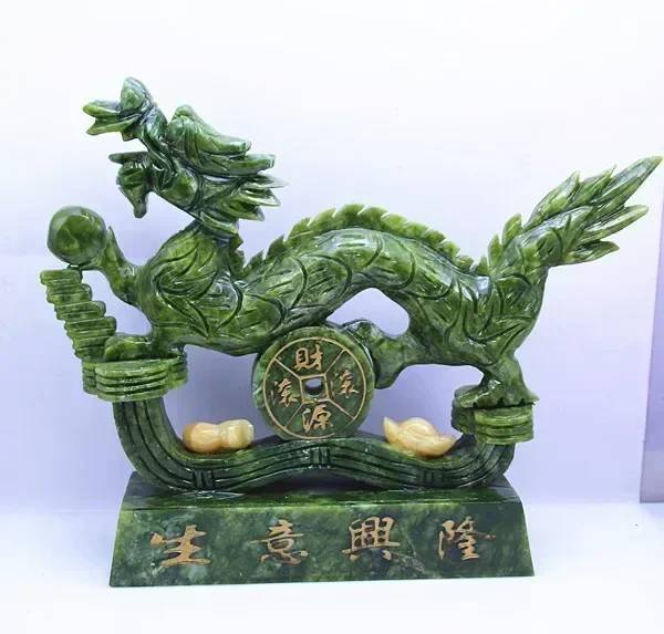 Statue de dragon en jade de Taïwan du Sud, artisanat naturel, pour la prospérité et le Feng Shui, décoration intérieure, cadeau
