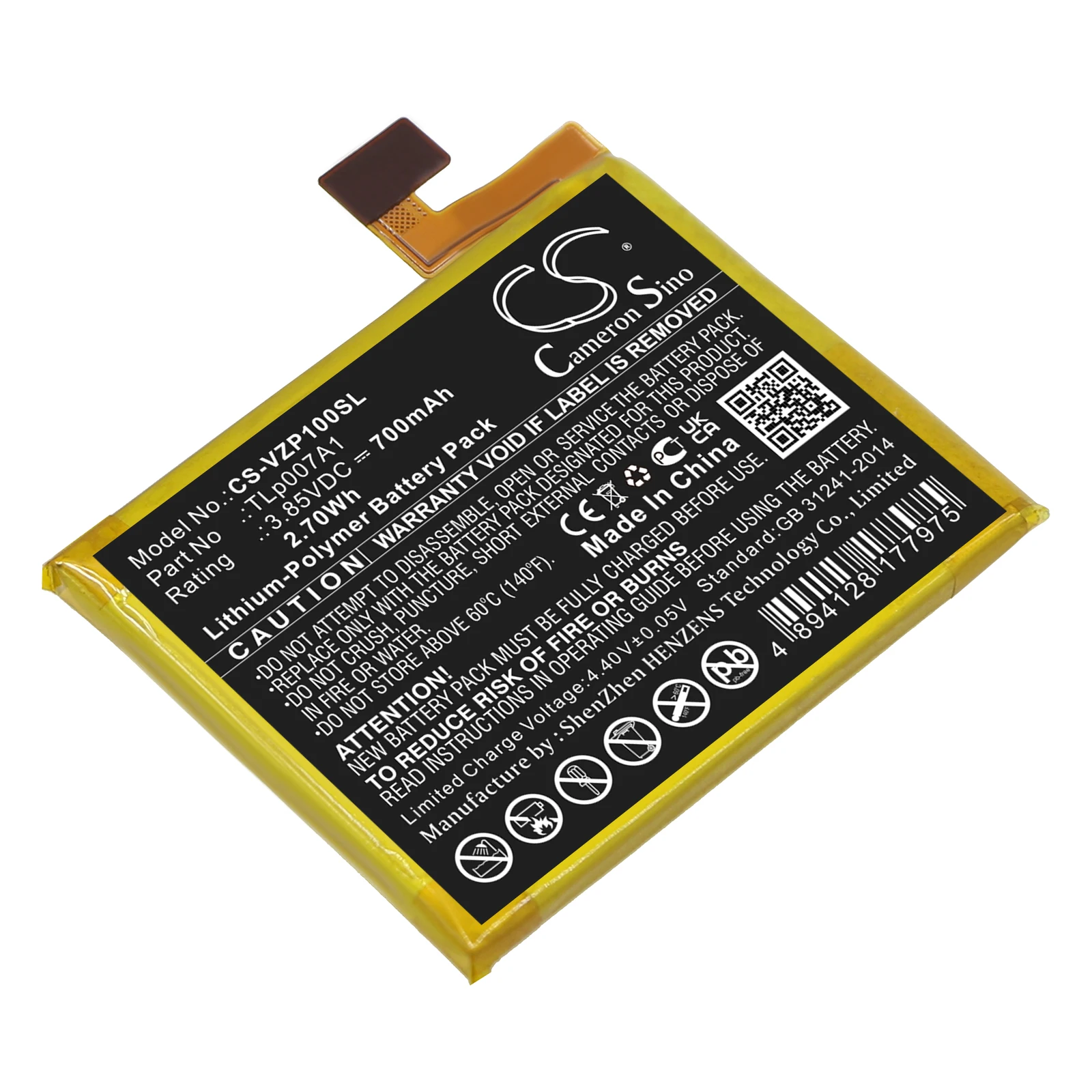 

Li-Polymer Mobile SmartPhone Battery for Verizon,3.85V,700mAh,Palm PVG100 PVG100E PVG100EU,TLp007A1