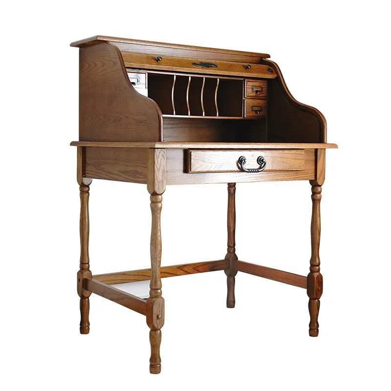Retro flip-top American piano dresser, bedroom secret desk, solid wood makeup table