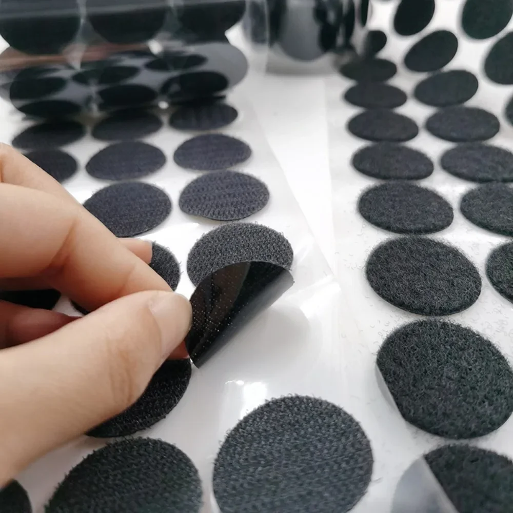 1000/100 paia di nastri di fissaggio autoadesivi punti di disco chiusura adesiva Nylon forte colle adesivo monete rotonde nastri ad anello a gancio