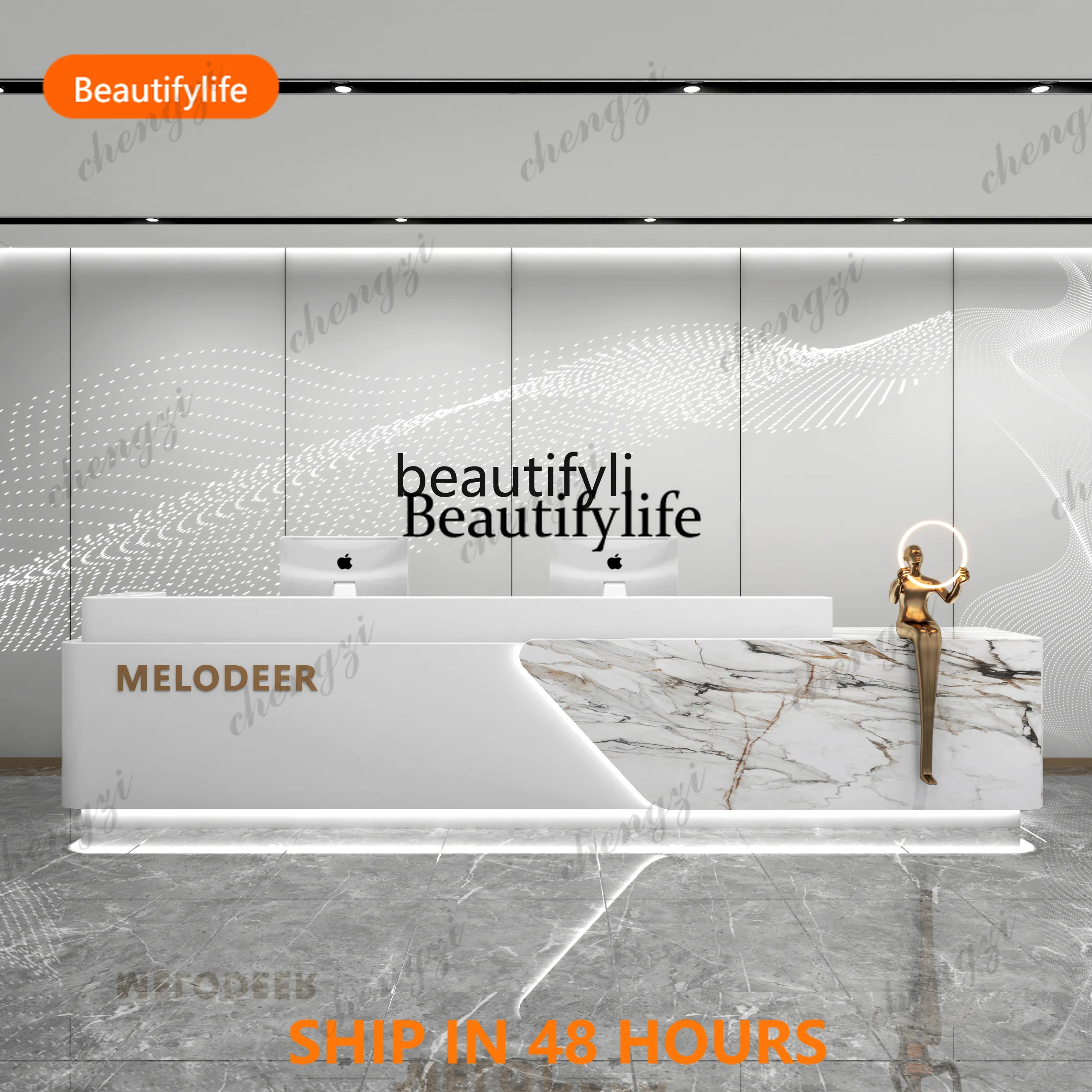 03 Simple modern company front desk hotel reception desk dental clinic paint checkout page beauty salon bar