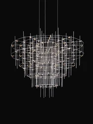 2026 New Trend Post-Modern Classic Stainless Steel Chandeliers Unique Lights Lustre LED Dimmable Lamps For Living Room