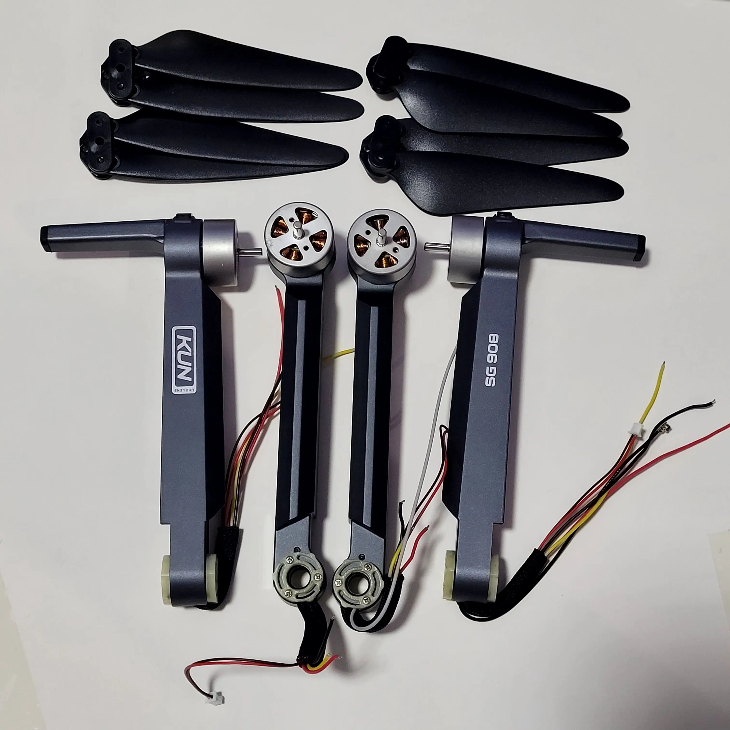 SG908 KUN Drone Original Spare Part Kit Motor Arm Front Rear A B Arm with Engine Propeller Props DIY Replacement Accessory