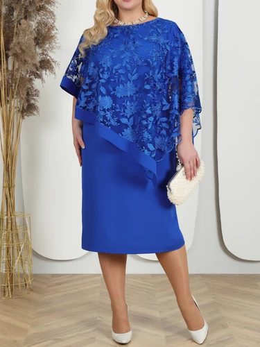 Vestidos de talla grande para mujer, vestido de tubo ajustado con volantes florales bordados, vestido de fiesta con curvas, verano 2024