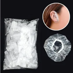 100PCS Disposable Earmuffs Waterproof Earmuffs Plastic Baked Hair Dyed Earmuffs Clear Ear Protection Bath Shower Earmuff Cap