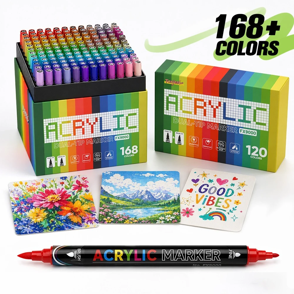 96-120-168colors-dual-tip-acrylic-marker-set-artistic-decoration-painting-waterproof-professional-paint-pen-art-school-home-tool