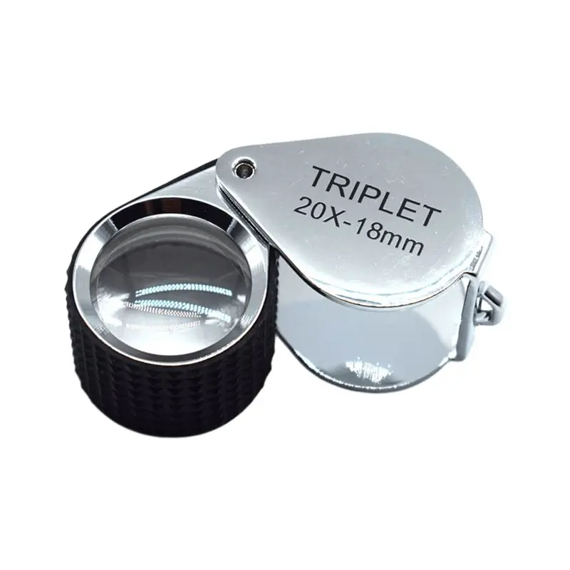 Loupe de poche ABFU-18 mm, loupe à bijoux, loupe pliable, triple loupe, loupe pour bijoutiers, outil de lecture, loupe 20X