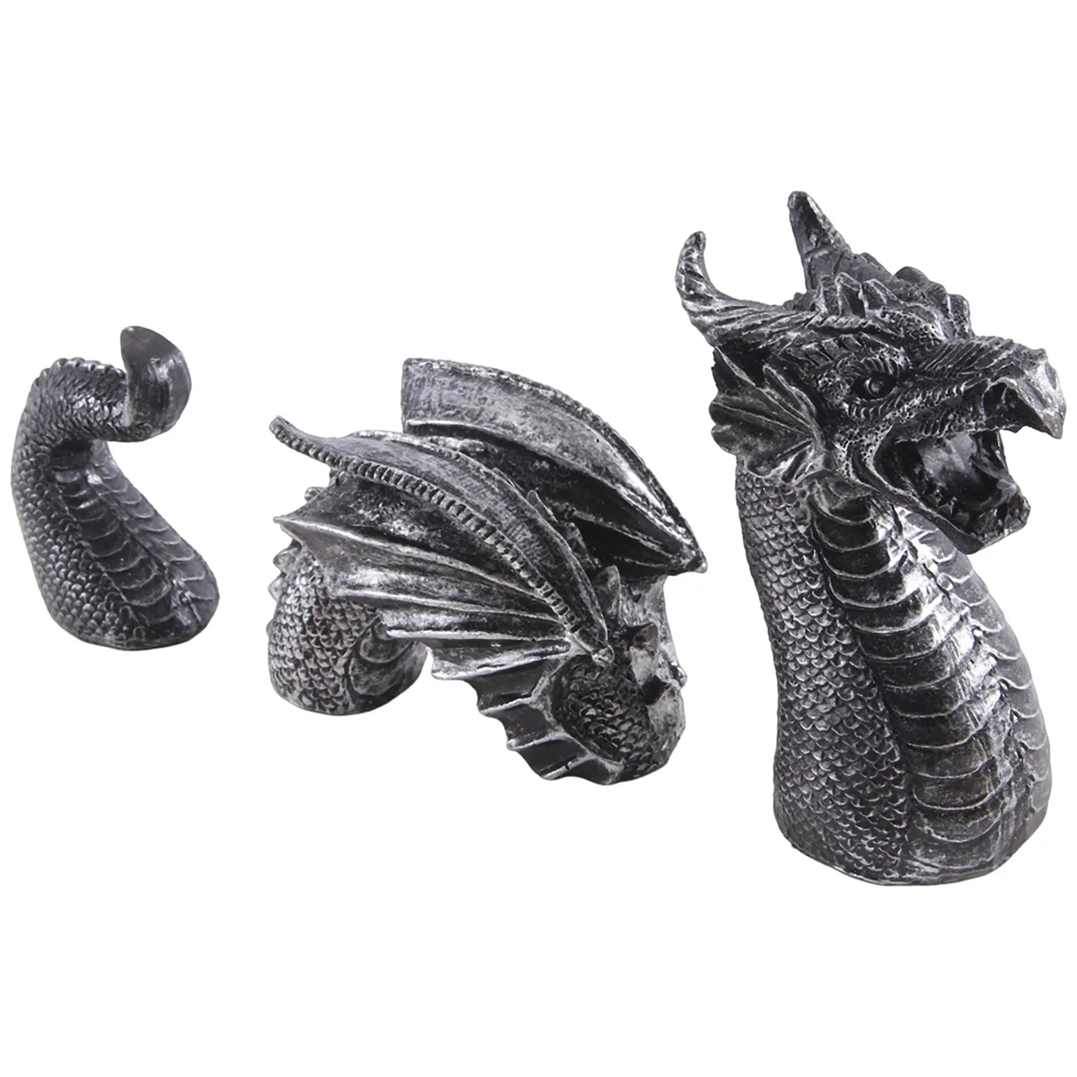 

The Gothic Dragon Garden Statues,Dragon Animal Figures,Ornaments for Patio,Office Decoration,Silver