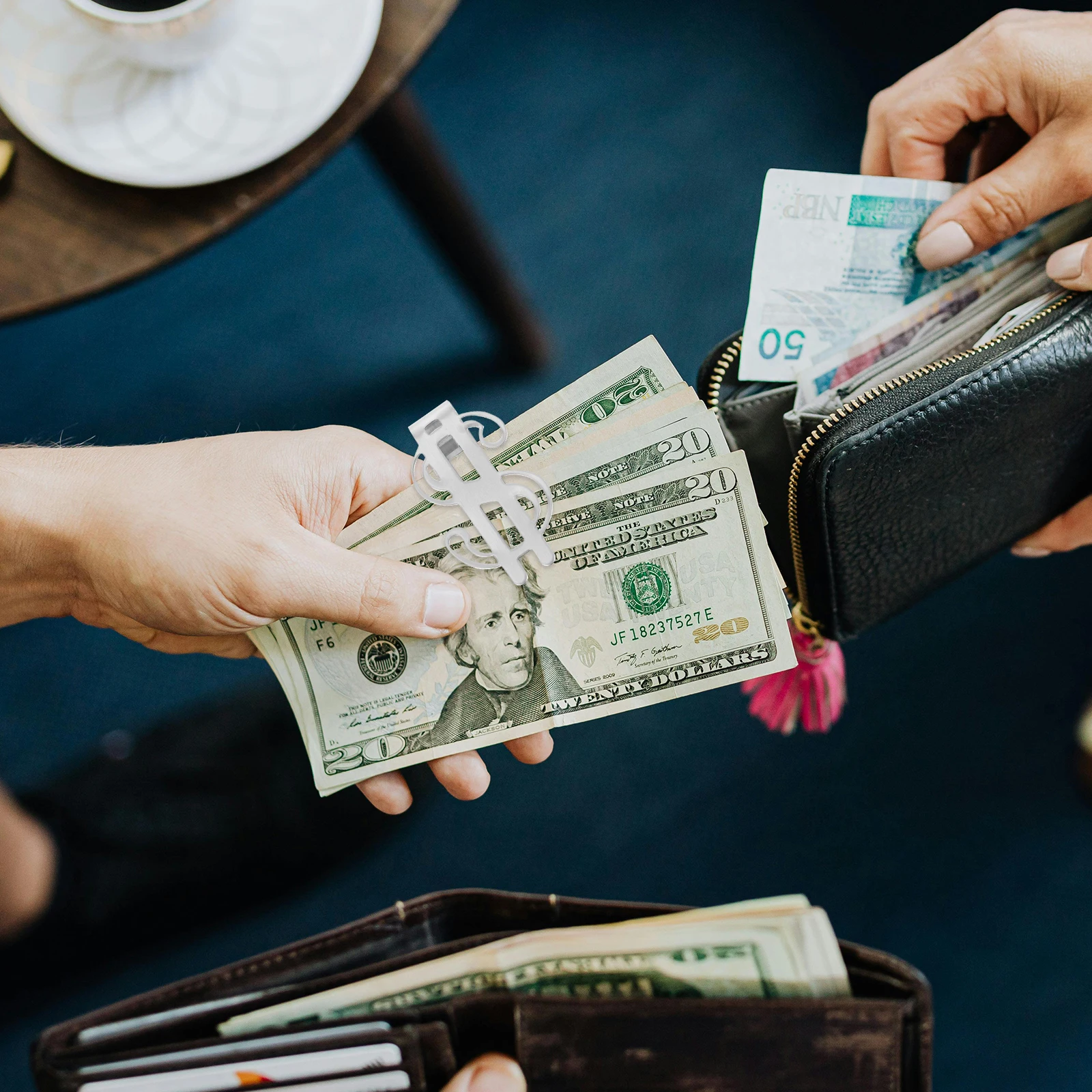 

2pcs Metal Money Clips Stainless Steel Cash Storage Bill Fixing Paper Small Size Portable Money Clip Office Supplies