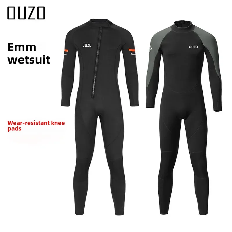 OUZO New 3mm Diving Suit Men's Thickened Warm Thermal Diving Clothes Cold Protection Swimwear Surfing Clothes Winter Swimsuit