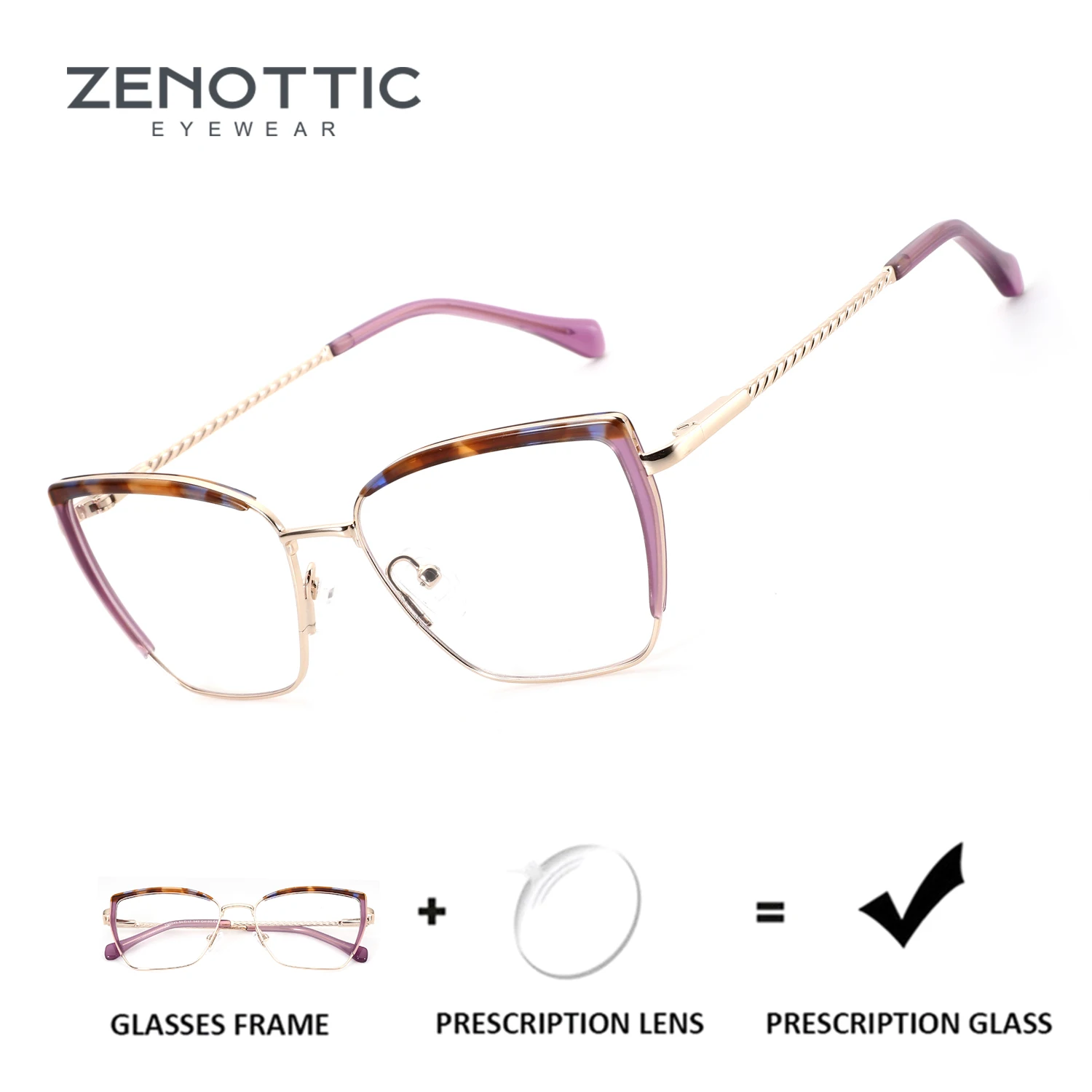 

ZENOTTIC (M Size) New Arrivals Butterfly Prescription Glasses Woman Optical Eyeglasses Handmade Acetate Progressive Eyewear