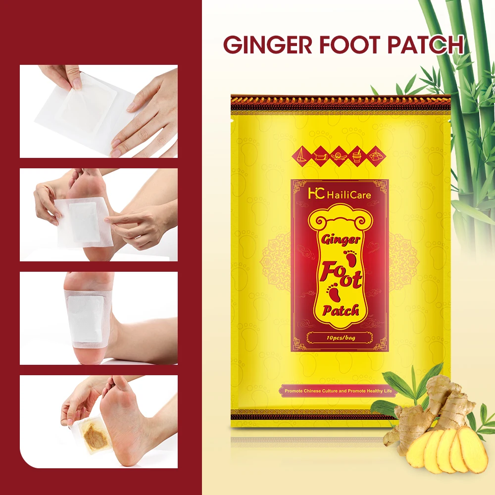 10/20/30Pcs Natural Ginger Foot Patch Herbal Detox Foot Sticker Weight Loss Relieve Stress Relaxation Deep Cleansing Help Sleep