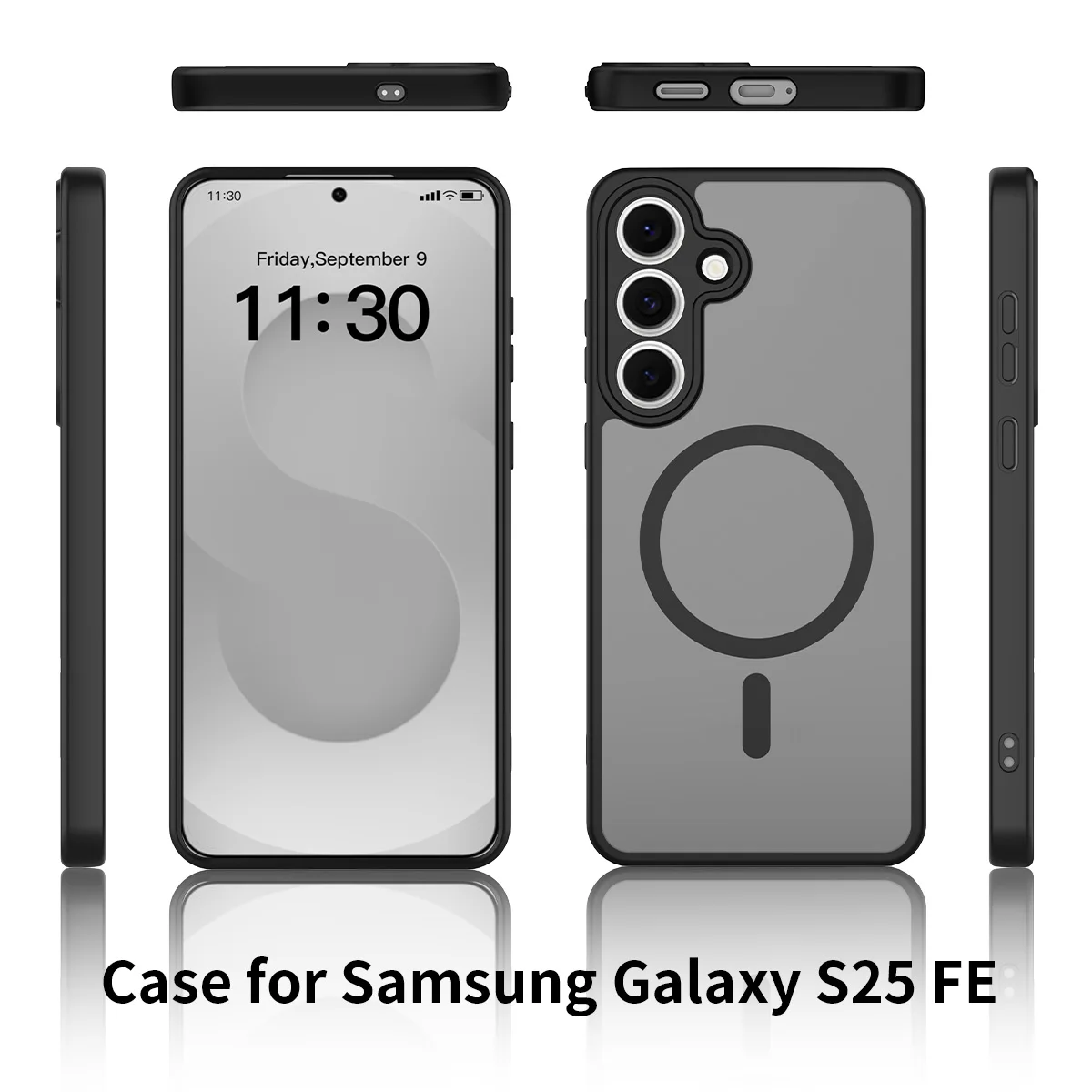 

For Samsung S25FE Case Simple Silver Shield Skin Feel Magnetic PC Cover For Samsung S25 FE Shockproof Bumper Funda