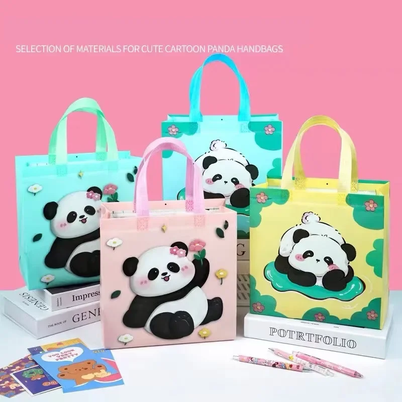 10pcs Panda Gift Nonwoven Bags Panda  Theme Birthday Party Candy Cookie Food Packaging Boxes for Kid Party Decor Baby Shower