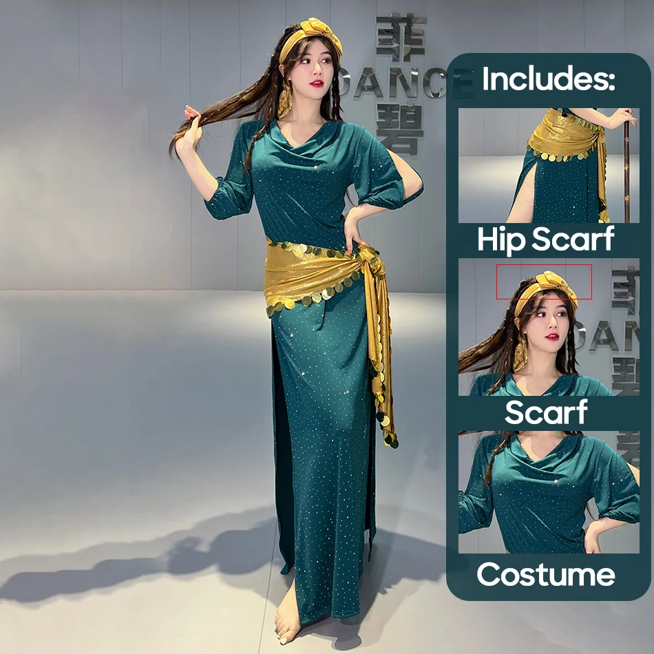 Belly Dance Costumes For Adult Women Baladi Practice Costumes Stage Performance Costumes Folk Robes Hip Scarf Training Cotumes