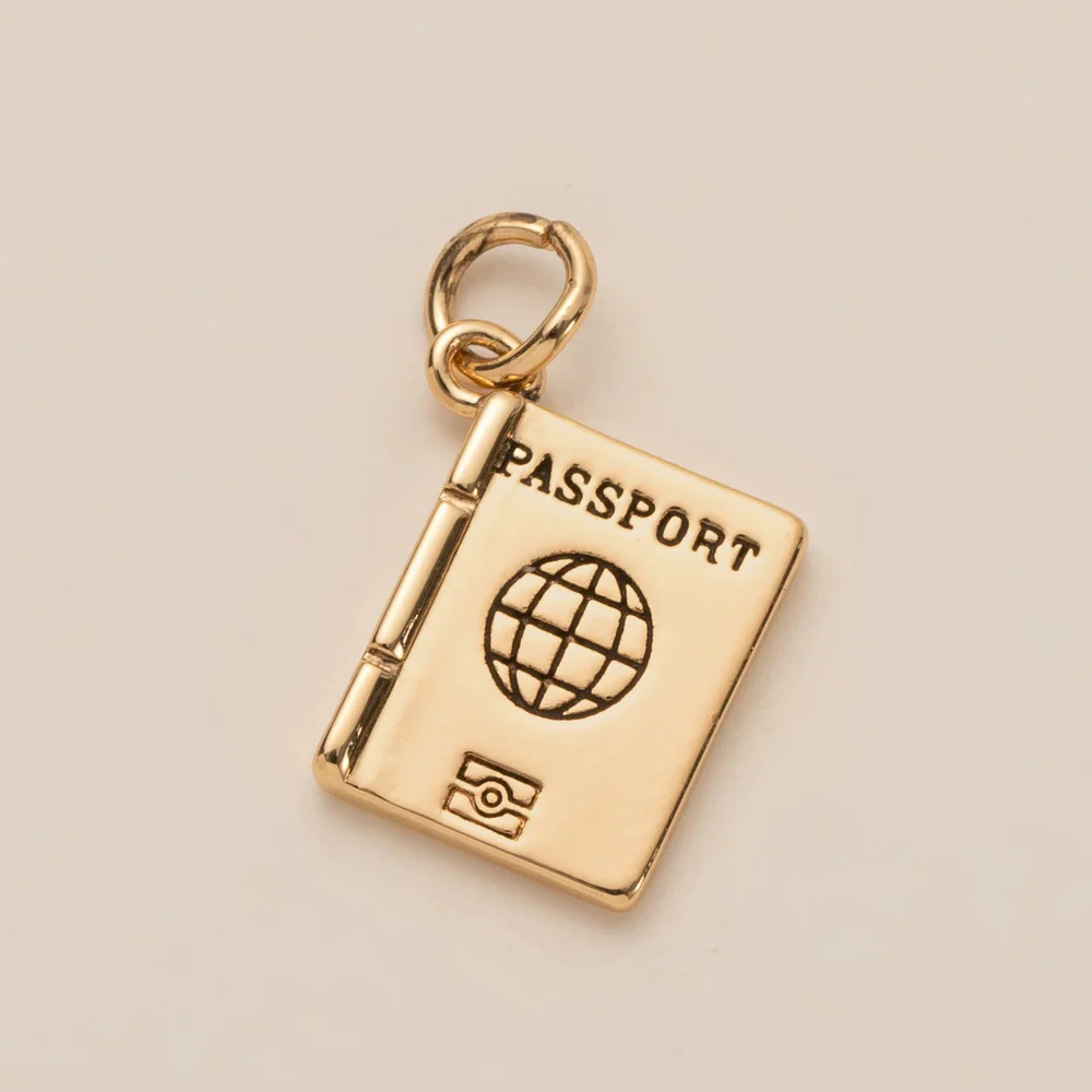 TK Y2K Goldfarbener Anhänger für Frauen, DIY-Zubehör, Niedliches Flugzeug-, Pass- und Fahrradmodell-Charm für Damen, Modeschmuck-Accessoires – Detail 3