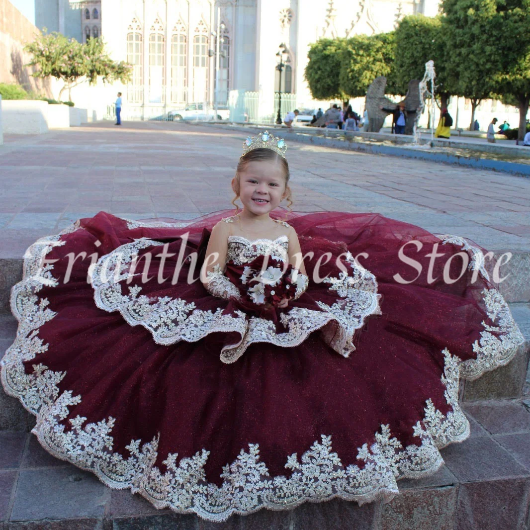 

Красное вино, платье с цветочным узором для девочек на свадьбу, тюлевое пышное кружевное платье с аппликацией, детские бальные платья для дня рождения, первого причастия по индивидуальному заказу